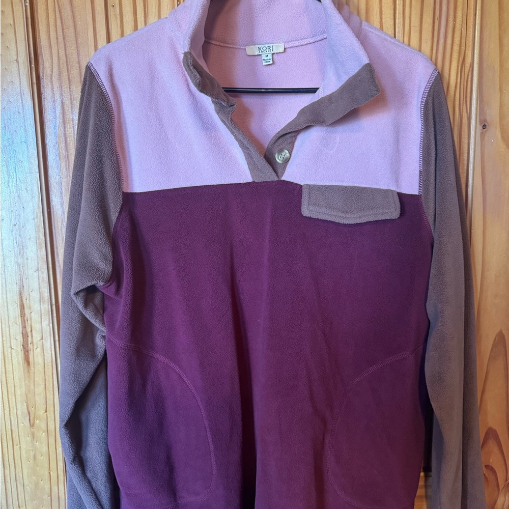 Kori Men's Colorblock Crewneck Sweater - Pink, Brown, and Burgundy